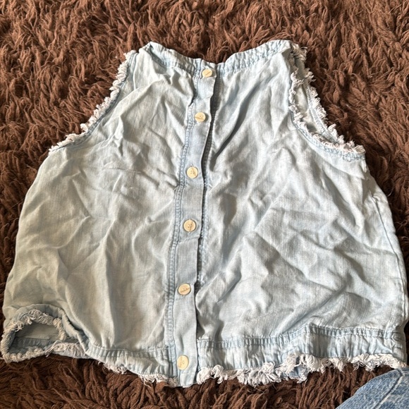 T Tahari denim raw edge denim tank top medium - Picture 4 of 10